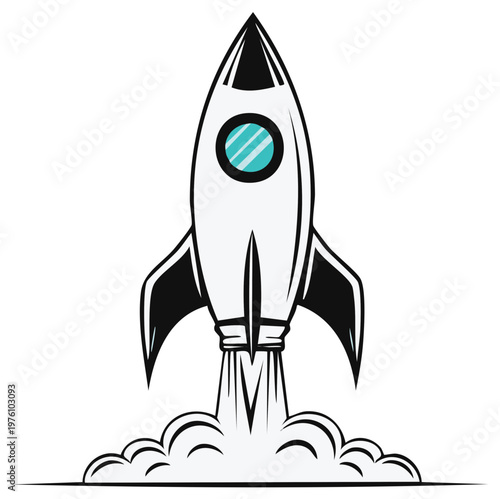 Rocket Ship Launching Into Space with Vapor Trail an Innovative Spacecraft Design, Achieving Liftoff and Accelerating Into The Heavens