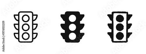 Traffic Light Icons Set - Road Safety Signal and Transportation Control Symbols