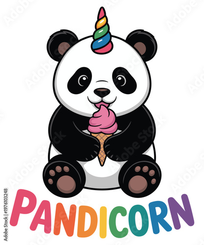 Pink and black cartoon unicorn with rainbow mane and hooves