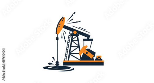 Oil Pump Jack Illustration - Extracting Crude Oil from the Ground.