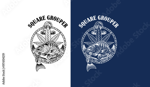 Square cropper logo design a split view with detailed illustration and silhouette