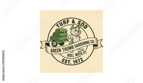 Vintage turf sod logo green things growing since 1972 silhouette