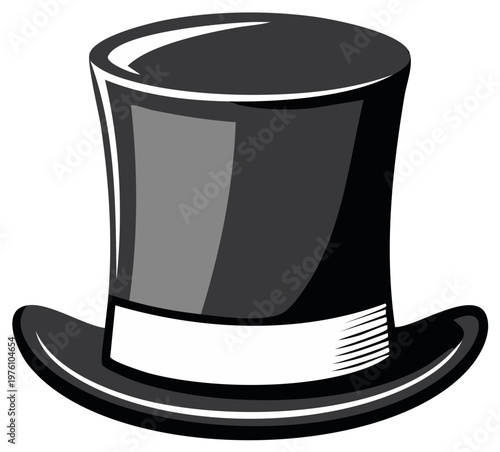 Classic Black Top Hat with White Band Formal Wear Accessory
