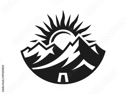 Sacred Sun Altar Pyramid Black And White Vector