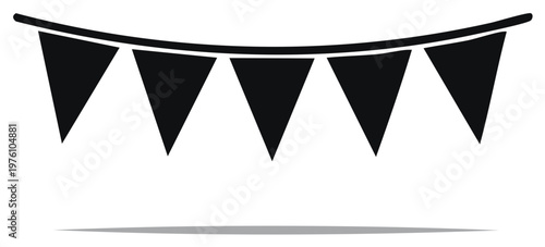 Simple black triangular bunting flags on a string banner for celebrations