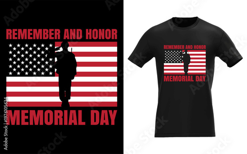 American Flag Memorial Day T-Shirt Design Remember Honor Soldier