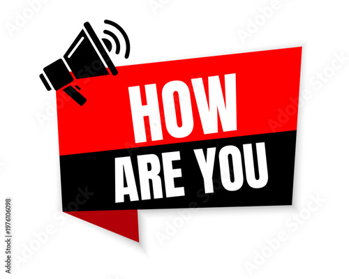 Megaphone with how are you bubble. Loudspeaker. Banner for business, marketing and advertising. Vector illustration.