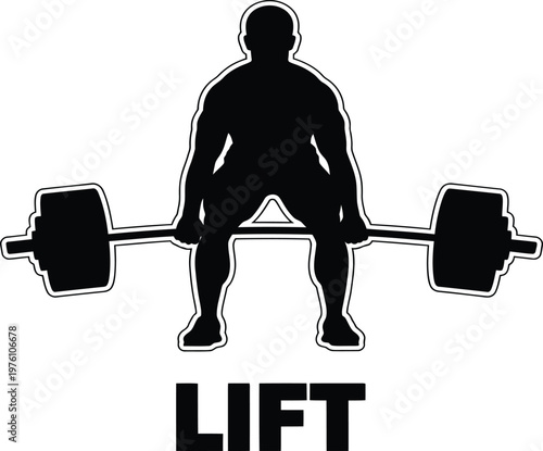 Title silhouette of a weightlifter preparing for a heavy lift