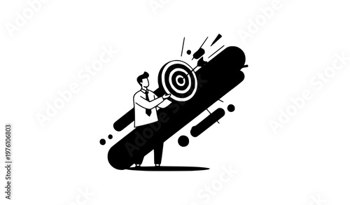 Target achievement business concept businessman with bullseye arrow vector illustration