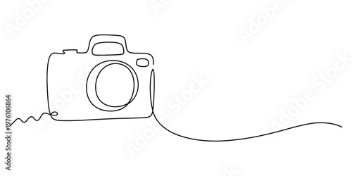 Minimalist Single Line Drawing of a Camera