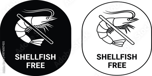 Shellfish free zone signage black and white variations