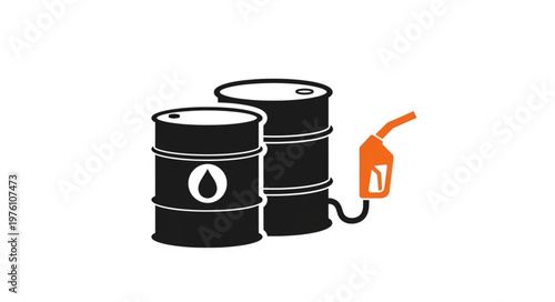 Oil Barrels and Fuel Nozzle - A Symbol of the Petroleum Industry.