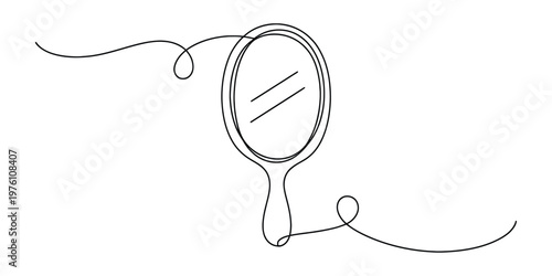 Minimalist Single Line Hand Mirror Illustration