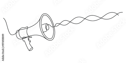 Continuous One Line Drawing of Megaphone