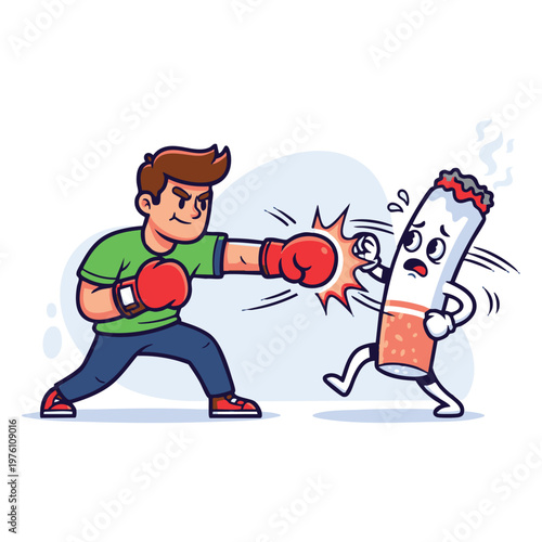 Human vs Cigarette Addiction Battle Concept