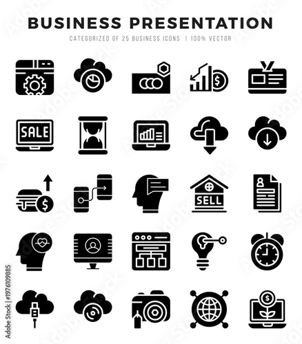 Business Presentation icons set. Vector illustration.