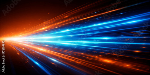 Abstract background with glowing colorful waves and futuristic light lines creates a bright motion design pattern of fast energy and speed in a technology space backdrop