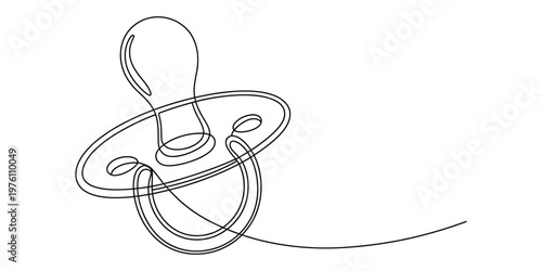 Minimalist One Line Drawing of a Baby Pacifier