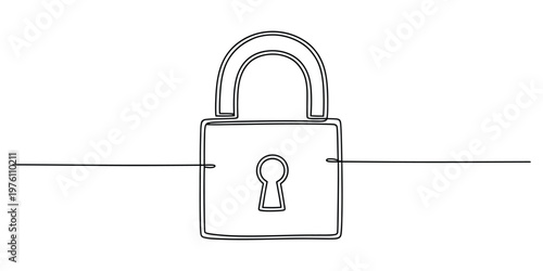 Minimalist One Line Drawing Padlock Icon