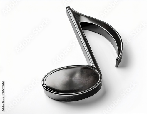 single eighth note quaver isolated against a stark white backdrop poised as the focal subject in a high quality stock photograph emphasized by defined bold lines musically perfect clarity