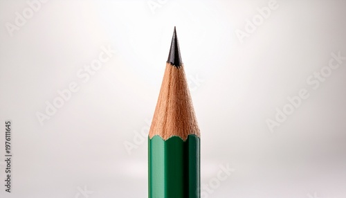 a sharp pointed pencil with a green body and black graphite tip against a clean white background use product catalog cover educational website