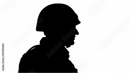Soldier silhouette with robotic body half futuristic military concept cybernetic enhancement