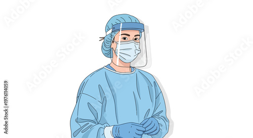 Medical professional in protective gear.