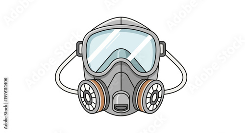 Gray gas mask with filter.