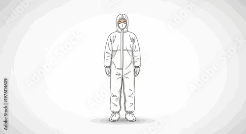 Person Wearing Protective Suit Standing Alone.