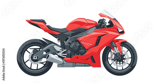 A bright red sport motorcycle is shown against a white background.