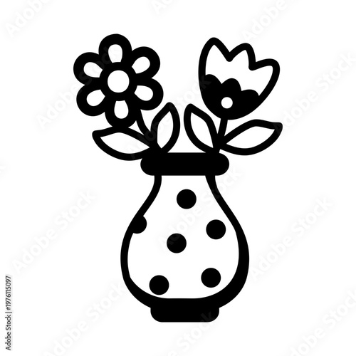 A glyph style icon showing a flower vase