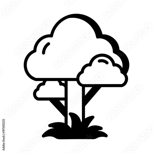 A glyph style icon showing a tree