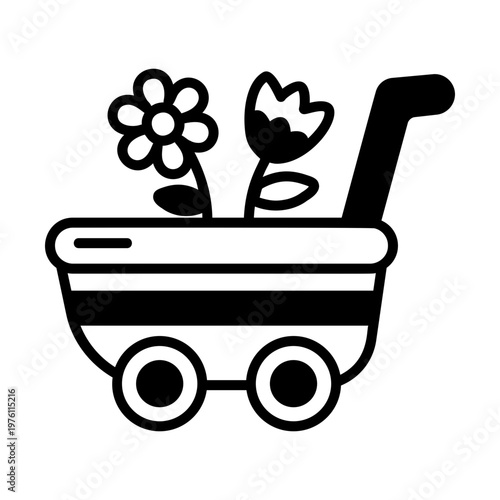Glyph style icon showing a garden cart