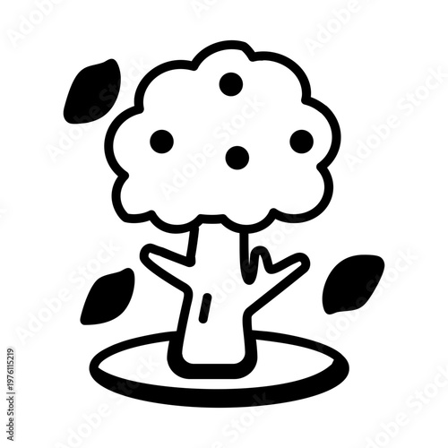 Glyph style icon showing a garden tree