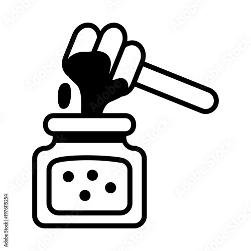 A glyph style icon showing honey jar 