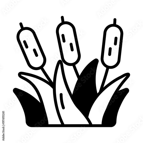 A glyph style icon showing a reed plant