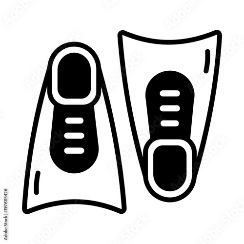 A glyph style icon showing flippers