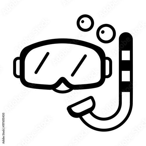 Glyph style icon showing scuba glasses