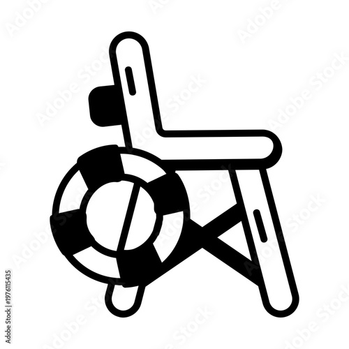 Glyph style icon showing a lifeguard chair