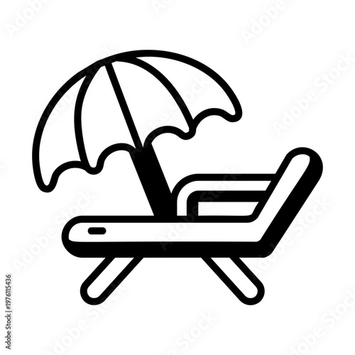 Glyph style icon showing a beach chair