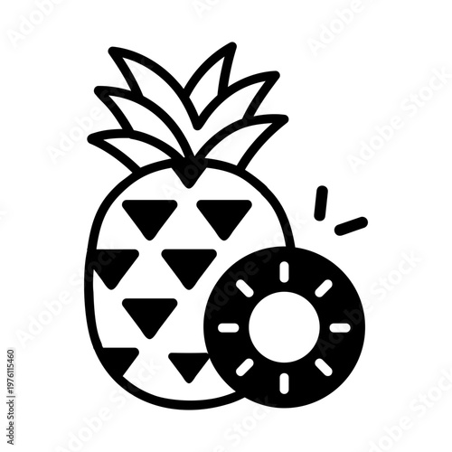 A glyph style icon showing a pineapple
