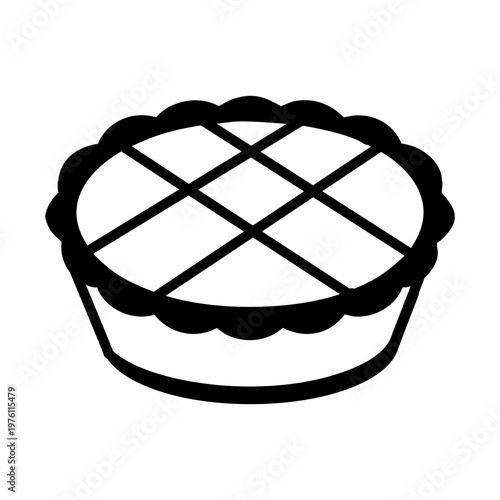 Glyph style icon showing apple pie