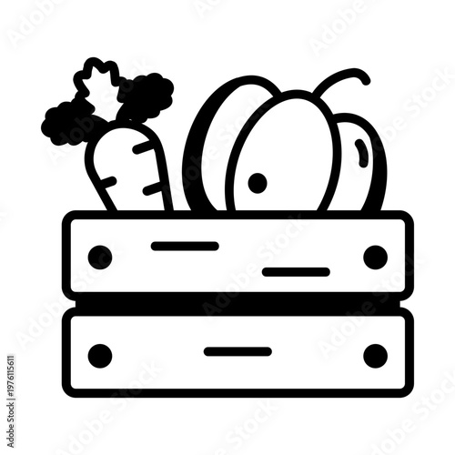 Glyph style icon showing a fruit basket