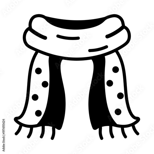 A glyph style icon showing a winter scarf