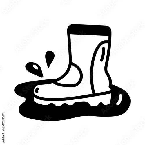 A glyph style icon showing rain shoes