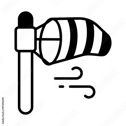 A glyph style icon showing a windsock