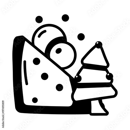 A glyph style icon showing an avalanche