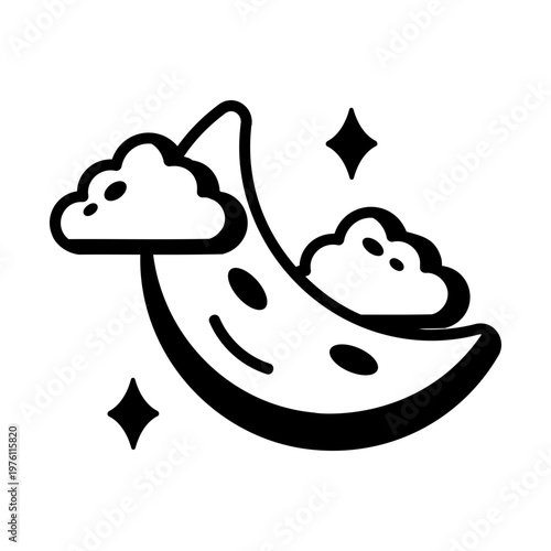 A glyph style icon showing night