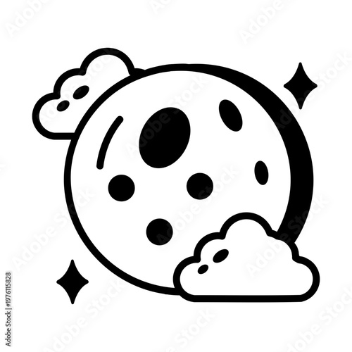 A glyph style icon showing the moon