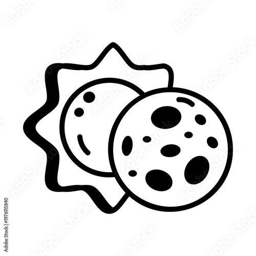 A glyph style icon showing an eclipse